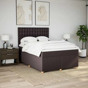 vidaXL Κρεβάτι Boxspring με Στρώμα Σκούρο Καφέ 140x200 εκ Υφασμάτινο