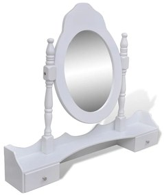 Μπουντουάρ με Καθρέφτη και 7 Συρτάρια Λευκό με Σκαμπό - Λευκό