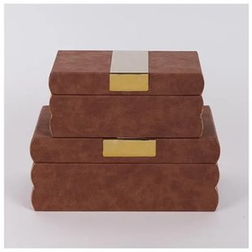 Διακοσμητικά Κουτιά καφέ Σετ 2τμχ 25x15x10 20x12x8cm 752-17081 Estheti-752-17081-Καφέ 752-17081