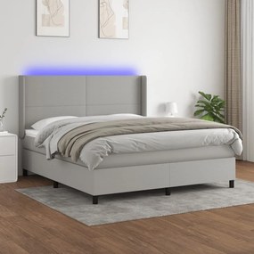 3138165 vidaXL Κρεβάτι Boxspring με Στρώμα &amp; LED Αν.Γκρι 160x200εκ. Υφασμάτινο Γκρι, 1 Τεμάχιο