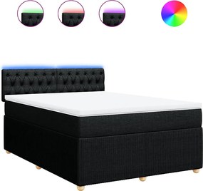 vidaXL Κρεβάτι Boxspring με Στρώμα Μαύρο 140x190 εκ. Υφασμάτινο