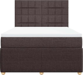 vidaXL Κρεβάτι Boxspring με Στρώμα Σκούρο Καφέ 160x200 εκ Υφασμάτινο