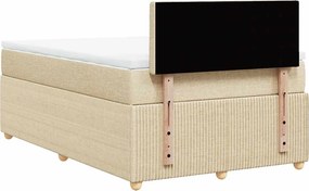 vidaXL Κρεβάτι Boxspring με Στρώμα Κρεμ 120x200 εκ. Υφασμάτινο