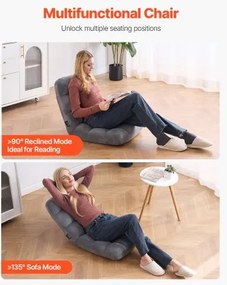 VEVOR Floor Chair with Back Support Folding Sofa Chair 14 Adjustable Positions