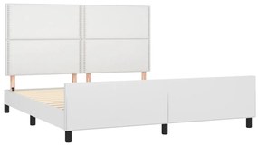 vidaXL Πλαίσιο Κρεβατιού με Κεφαλάρι Λευκό 180x200 εκ. Συνθετικό Δέρμα