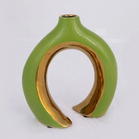 Βάζο Κεραμικό 752-20178 16,5x7,2x18,5cm Green-Gold Estheti Home Ceramic