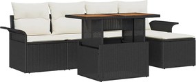 vidaXL Σετ Καναπέ Κήπου με μαξιλάρι 6 pcs Μαύρο και κρεμ