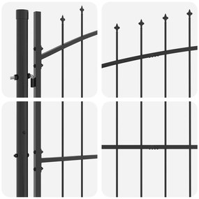 vidaXL Πόρτα Κήπου  με Άκρες Σπαθιού Γκρι 175x400 εκ Σίδερο