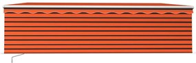 vidaXL Τέντα Συρόμενη Χειροκίνητη με Σκίαστρο&LED Πορτοκαλί/Καφέ 5x3 μ