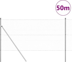 vidaXL Στύλος Περιφράξεων Ασημί 50 x 1,4 μ (50 mm πλέγμα) Ατσάλι