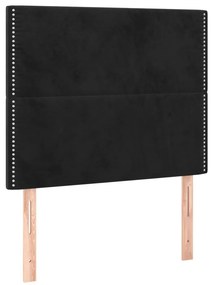 vidaXL Κρεβάτι Boxspring με Στρώμα &amp; LED Μαύρο 80x200 εκ. Βελούδινο