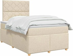 vidaXL Κρεβάτι box spring με στρώμα Κρεμ 120 x 200 cm Ύφασμα