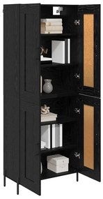vidaXL Highboard 2 pcs Μαύρη Οξυά Επεξεργασμένο ξύλο