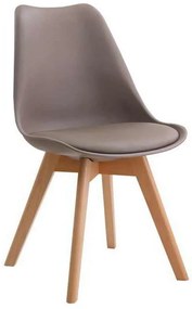 Καρέκλα MARTIN PP Sand Beige (Ξύλινο πόδι) 49x57x82cm (Σετ 4 ΤΕΜ)