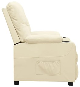 vidaXL Πολυθρόνα Ανακλινόμενη Κρεμ από Συνθετικό Δέρμα