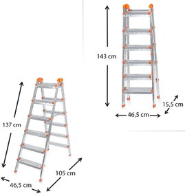 Σκάλα Double Step Perilla μεταλλική 6+6 σκαλοπάτια 137εκ.