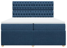 vidaXL Κρεβάτι Boxspring με Στρώμα Μπλε 200x200 εκ. Υφασμάτινο