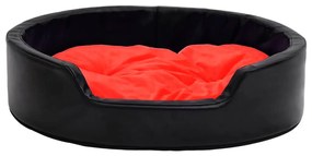 Κρεβάτι Σκύλου Μαύρο/Κόκκινο 99x89x21 εκ. Βελουτέ/Συνθ. Δέρμα - Μαύρο