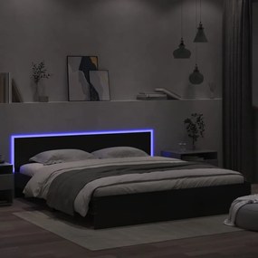 Πλαίσιο Κρεβατιού με Κεφαλάρι/LED Μαύρο 200 x 200 εκ.