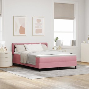 vidaXL κρεβάτι Box Spring με στρώμα Ροζ 160x200 εκ. βελούδο