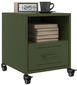 vidaXL Κομοδίνο Πράσινο Λαδί 36x39x43,5 εκ. από Χάλυβα