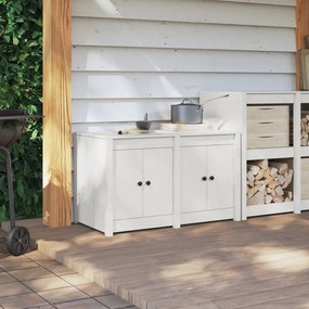 vidaXL Ντουλάπι Εξωτερικής Κουζίνας Λευκό 106x55x64 εκ. Μασίφ Ξύλο Πεύκου