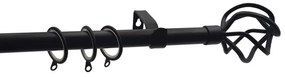 Κουρτινόξυλο Φ19mm Μονό Επεκτεινόμενο 120-210cm Με Άκρα Grace Black Mat 790124