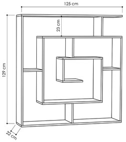 Βιβλιοθήκη μελαμίνης Labirent Megapap χρώμα λευκό 125x22x129εκ.