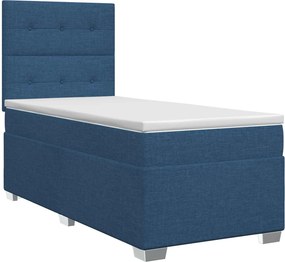 vidaXL Κρεβάτι box spring με στρώμα Μπλε 90 x 200 cm Ύφασμα