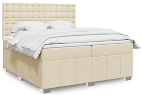 vidaXL Κρεβάτι Boxspring με Στρώμα Κρεμ 200x200 εκ. Υφασμάτινο