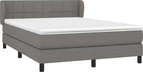 vidaXL Κρεβάτι Boxspring με Στρώμα Σκούρο Γκρι 140x190 εκ. Υφασμάτινο