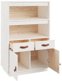 vidaXL Ντουλάπι Ψηλό Λευκό 67 x 40 x 108,5 εκ. από Μασίφ Ξύλο Πεύκου