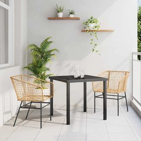 vidaXL Σέτ φαγητού για κήπο 3 pcs Καφέ συνθετικό ρατάν