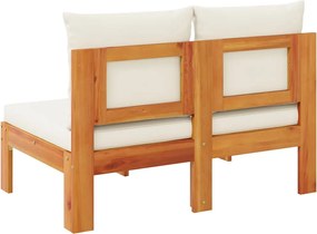 vidaXL Καναπές Κήπου Χωρίς Μπράτσα Διθέσιος Μασίφ Ακακία + Μαξιλάρια