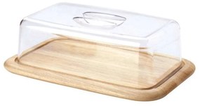 Τυριέρα Με Καπάκι Wooden Rubberwood 03072000 38,5x25,5x11,5cm Clear-Natural Continenta Wood,Plastic