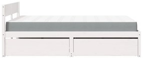 vidaXL Κρεβάτι με Συρτάρια+Στρώμα Λευκό 120x200 εκ. Μασίφ Ξύλο Πεύκου