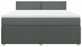 vidaXL Κρεβάτι Boxspring με Στρώμα Σκούρο Γκρι 180x200 εκ Υφασμάτιν