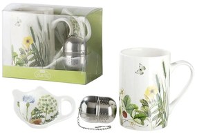 Κούπα Με Φίλτρο Τσαγιού Και Μπωλ (Σετ 3Τμχ) Wild Flowers 49454 Multi Porcelain