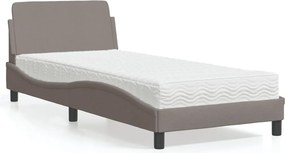 vidaXL Κρεβάτι με Στρώμα Dover Taupe 90x190 εκ.Υφασμάτινο