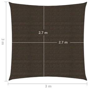 Πανί Σκίασης Καφέ 3 x 3 μ. από HDPE 160 γρ./μ² - Καφέ