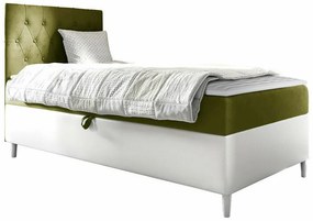 Κρεβάτι continental Baltimore 171, Μονόκλινο, Continental, Πράσινο, 100x200, Οικολογικό δέρμα, Ταπισερί, Τάβλες για Κρεβάτι, 102x208x115cm, 70 kg
