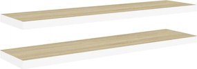 vidaXL Ράφια Τοίχου 2 τεμ. Δρυς/Λευκό 120x23,5x3,8 εκ. MDF