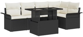 vidaXL Σετ Καναπέ 6 Τεμαχίων με Μαξιλάρια Μαύρο Πολυ Ρατάν