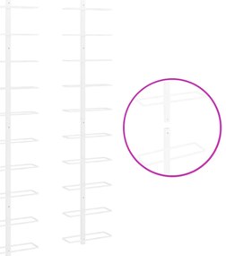 vidaXL Ραφιέρες Κρασιών Τοίχου για 10 Φιάλες 2 τεμ. Λευκές Μεταλλικές