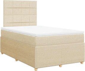 vidaXL Κρεβάτι Boxspring με Στρώμα Κρεμ 120x190 εκ. Υφασμάτινο
