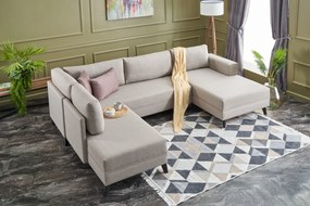 Γωνιακός Καναπές Efsun - 300x202x78εκ - Χρώμα Cream