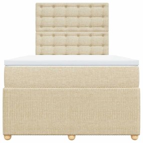 vidaXL Κρεβάτι Boxspring με Στρώμα Κρεμ 120x190 εκ. Υφασμάτινο