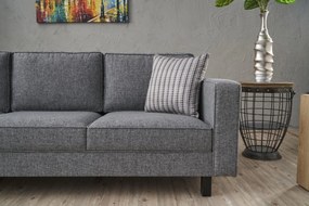 Τριθέσιος Καναπές Γκρι KALE LINEN 91x222x83