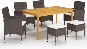 vidaXL Σετ Τραπεζαρίας Κήπου 7 τεμ. Καφέ