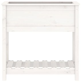 Ζαρντινιέρα με Ράφι Λευκή 82,5x34,5x81 εκ. Μασίφ Ξύλο Πεύκου - Λευκό